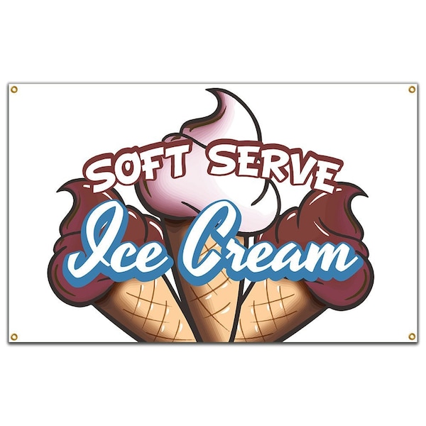 Soft Serve Ice Cream Banner Concession Stand Food Truck Single Sided